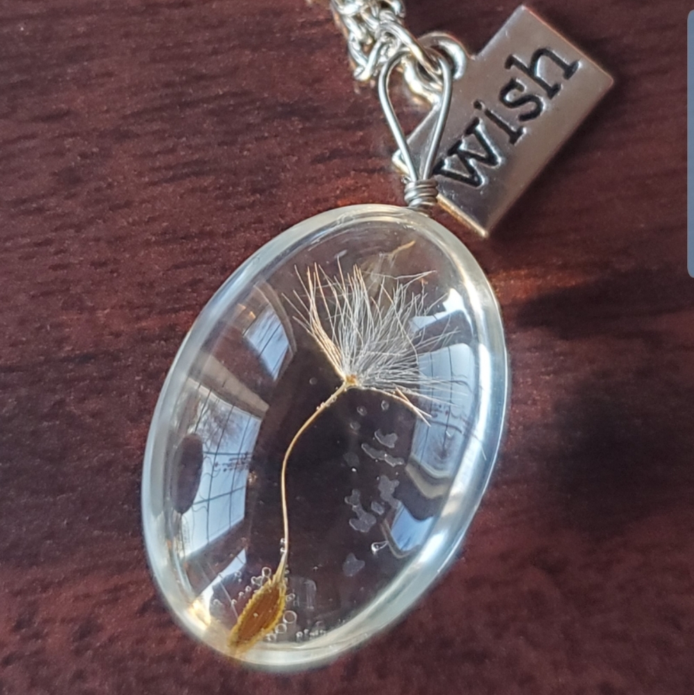 Real dandelion wish necklace
